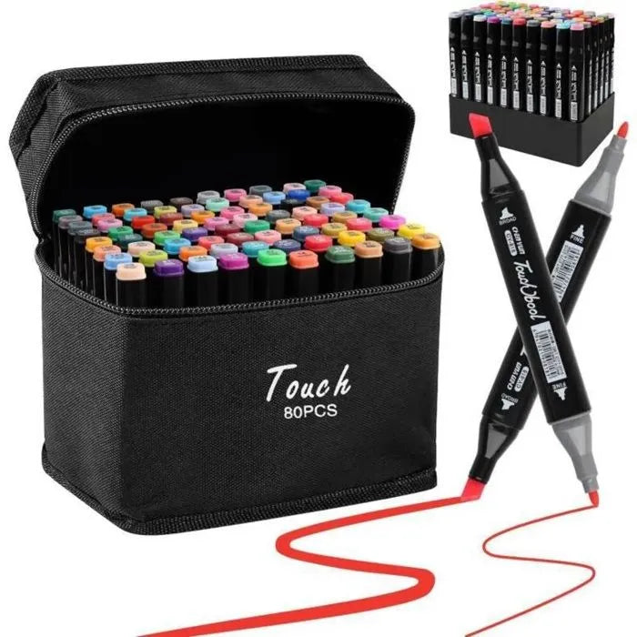 Kit marcadores 80 piezas doble punta